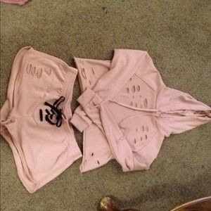 A outfit shorts and cropped sweater